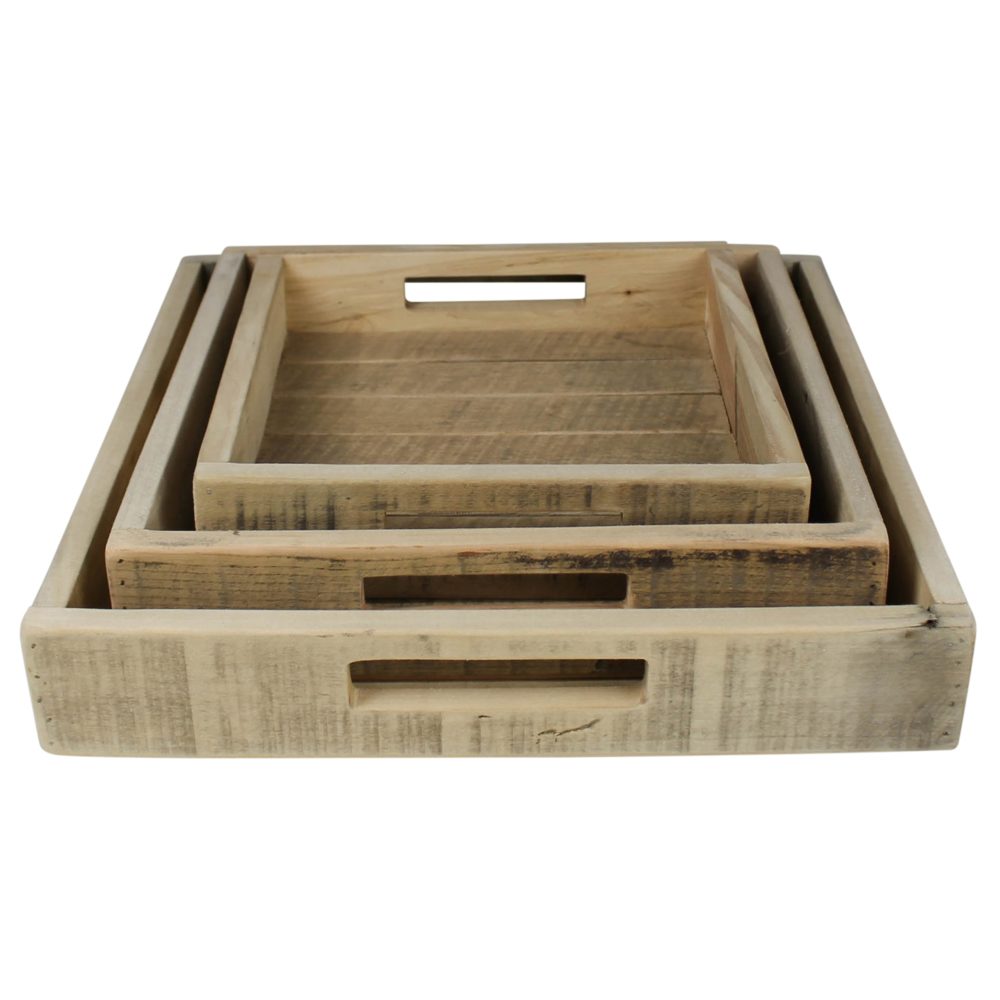Shaw Square Wood Trays Set of 3 by HomArt - Image 2