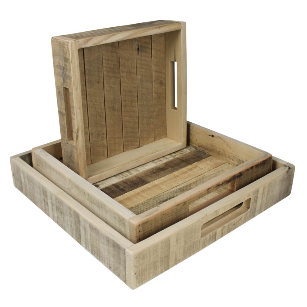 Shaw Square Wood Trays Set of 3 by HomArt - Image 4