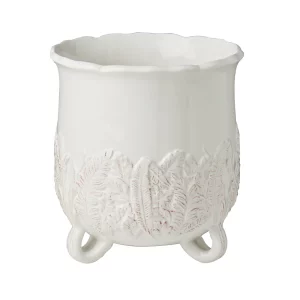 Footed Cachepot with White Leaves by Abigails