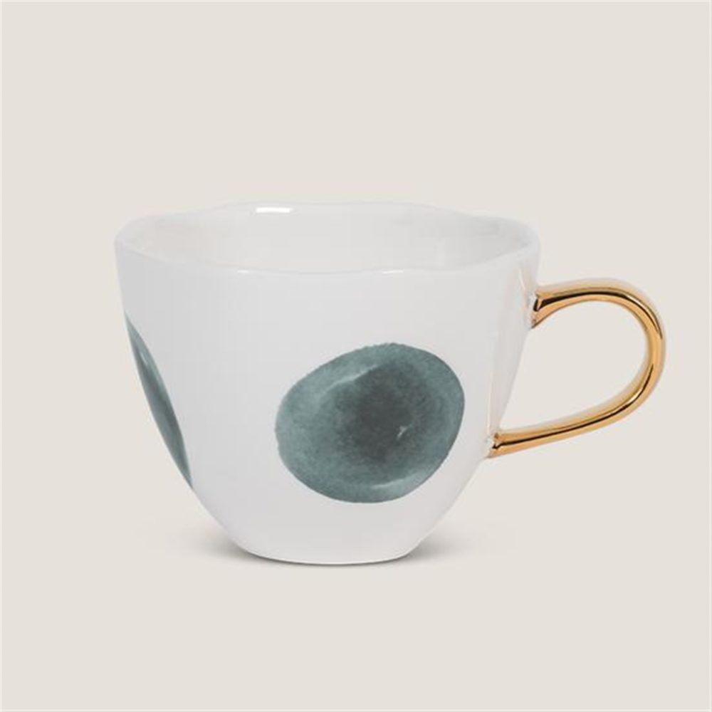 White with Big Green Polka Dots Good Morning Cup Set of 2 by Urban Nature Culture