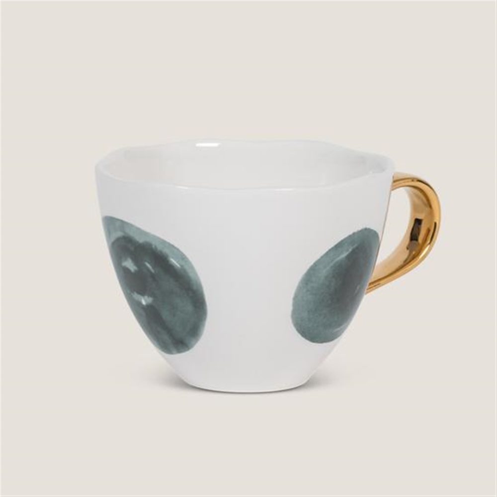 White with Big Green Polka Dots Good Morning Cup Set of 2 by Urban Nature Culture - Image 2