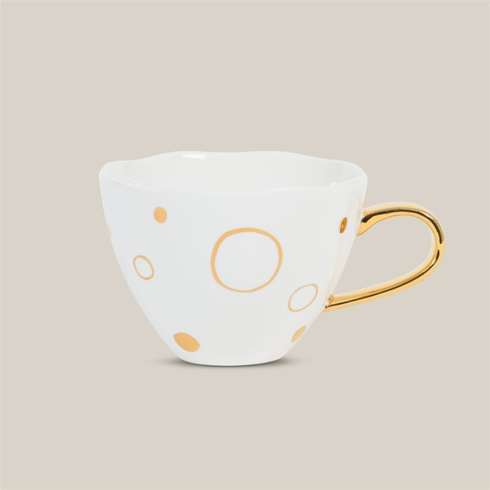 White with Gold Circles Good Morning Cup Set of 2 by Urban Nature Culture