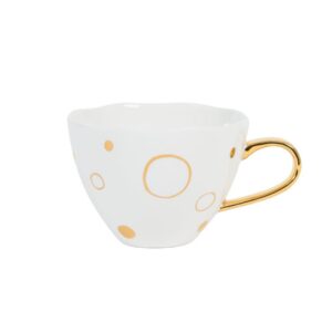 Good Morning White with Gold Circles Cup Set of 2 by Urban Nature Culture