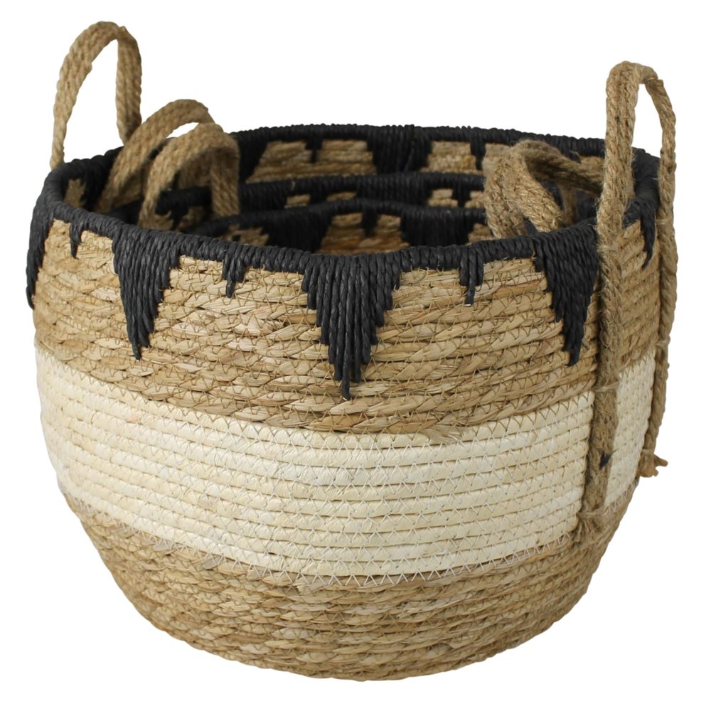 Gideon Tribal Rim Baskets Set of 3 by HomArt - Image 5