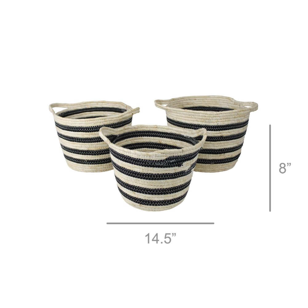 Gideon Striped Baskets with Handles Set of 3 by HomArt - Image 6