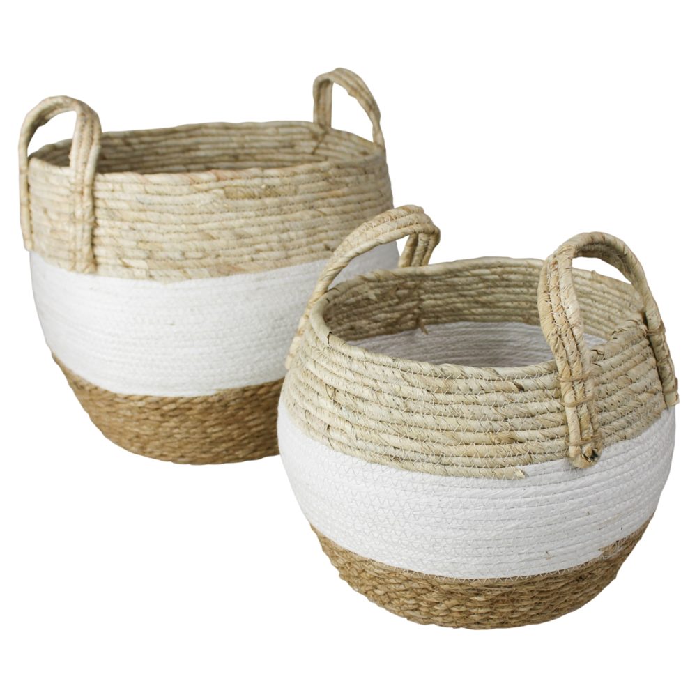 Gideon Grass and Cotton Baskets Set of 2 by HomArt