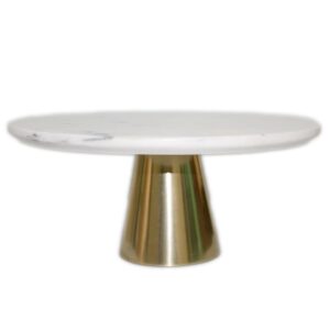 White Marble Cake Plates with Gold Bases by BIDKhome