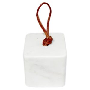White Marble Doorstopper with Leather Handle by BIDKhome
