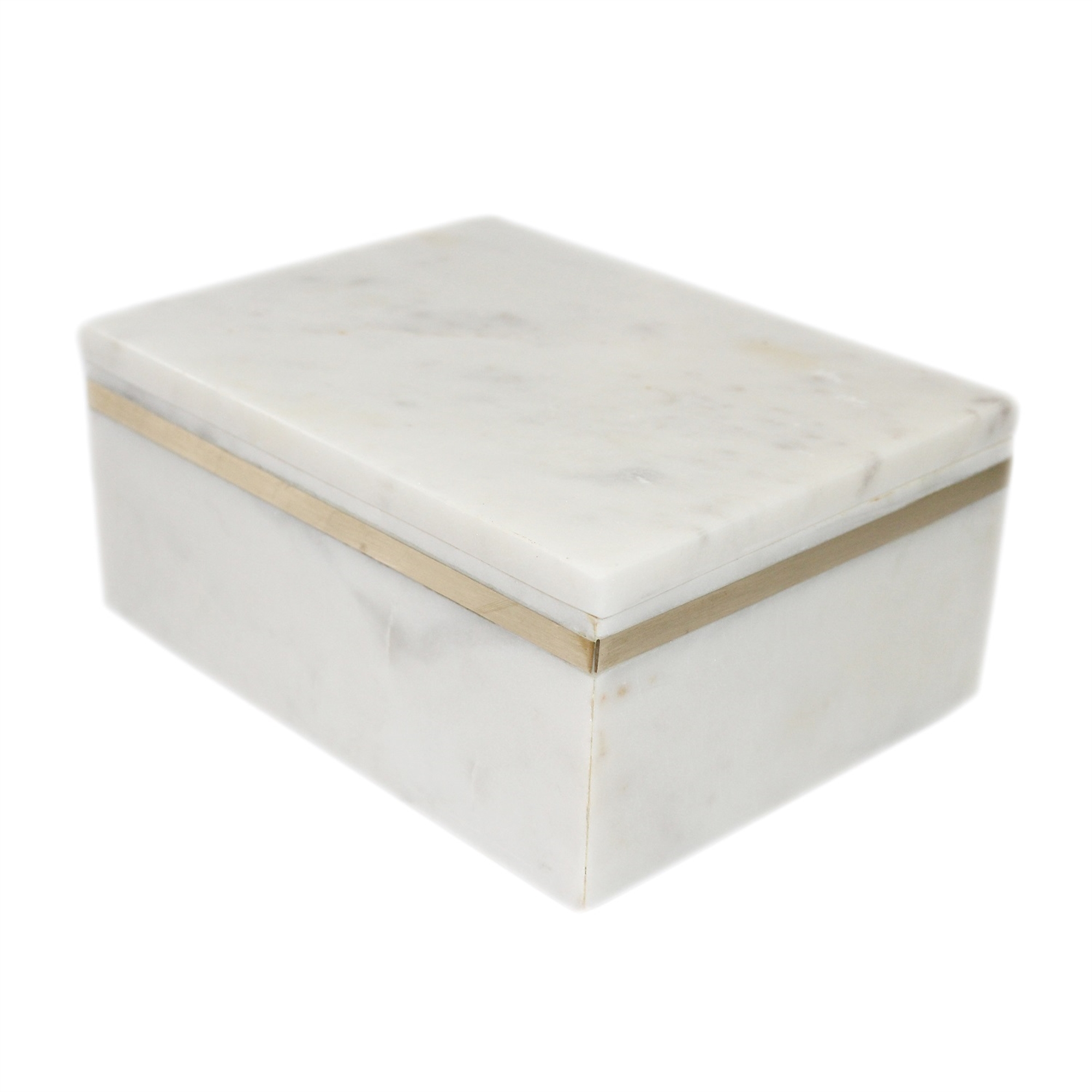 White Marble Boxes with Brass Inlay by BIDKhome - Seven Colonial