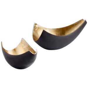 Matt Black And Gold Boema Trays by Cyan Design