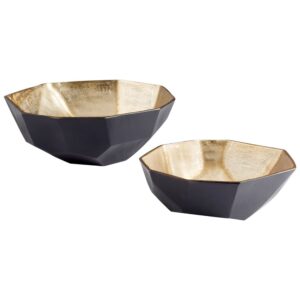 Matt Black And Gold Radia Bowls by Cyan Design