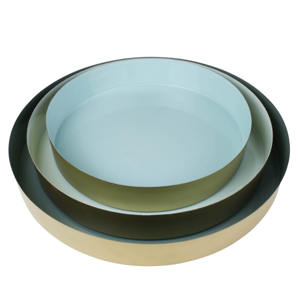 Blue Enamel Trays Set of 3 by HomArt