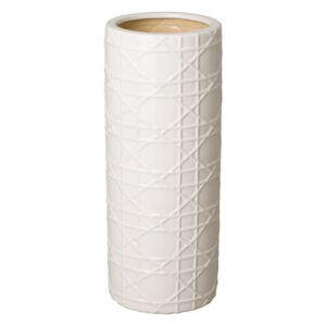 Cane White Ceramic Umbrella Stand by Emissary