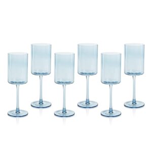Light Blue Foligno Wine Glasses, Set of 6 by Zodax
