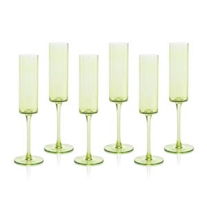 Light Green Foligno Champagne Flutes, Set of 6 by Zodax