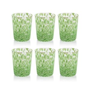 Green Willa Speckled Glass Tumblers, Set of 6 by Zodax