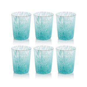 Aqua Willa Speckled Glass Tumblers, Set of 6 by Zodax