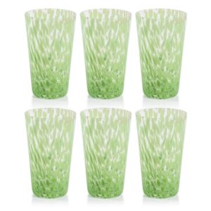 Green Willa Speckled Highball Glasses, Set of 6 by Zodax