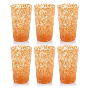Orange Willa Speckled Highball Glasses, Set of 6 by Zodax