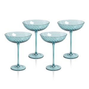 Blue Sesto Optic Swirl Cocktail Glasses, Set of 4 by Zodax