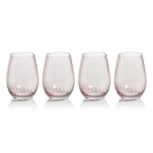 Lilac Sesto Optic Swirl Stemless Glasses, Set of 4 by Zodax