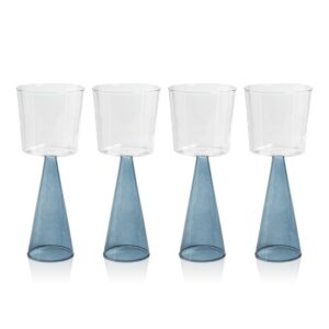 Blue Viterbo Wine Red Wine Glasses, Set of 4 by Zodax
