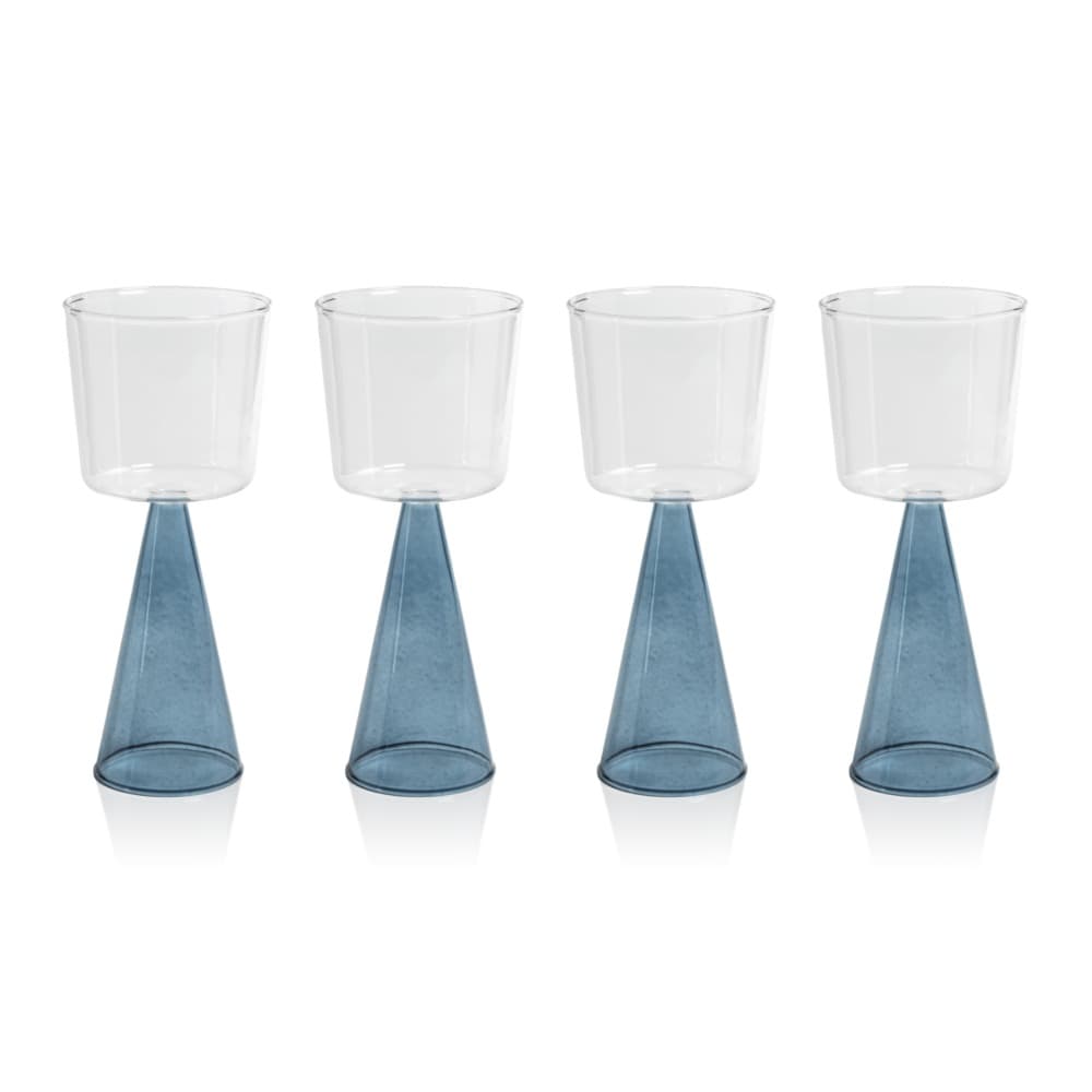 Blue Viterbo Wine White Wine Glasses, Set of 4 by Zodax