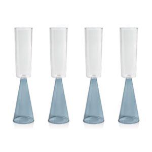 Blue Viterbo Champagne Flutes, Set of 4 by Zodax