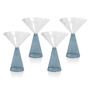 Blue Viterbo Martini Glasses, Set of 4 by Zodax