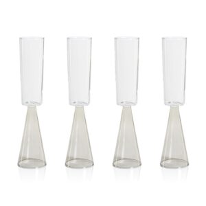 Smoke Viterbo Champagne Flutes, Set of 4 by Zodax