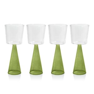 Green Viterbo Wine Red Wine Glasses, Set of 4 by Zodax