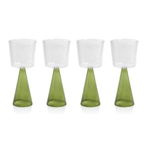 Green Viterbo Wine White Wine Glasses, Set of 4 by Zodax