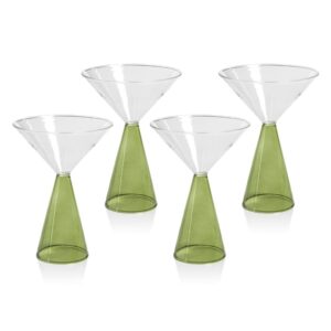 Green Viterbo Martini Glasses, Set of 4 by Zodax