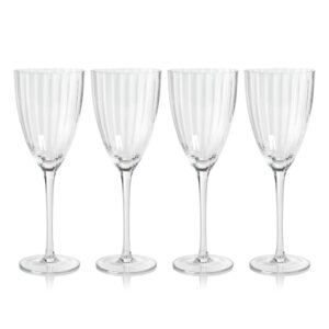 Clear Malden Optic White Wine Glasses, Set of 4 by Zodax