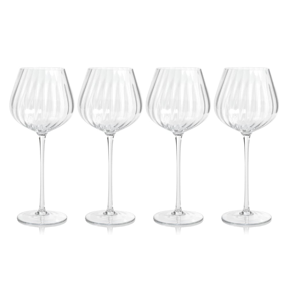 Optic Red Wine Glass with Gold Rim, Set of 4