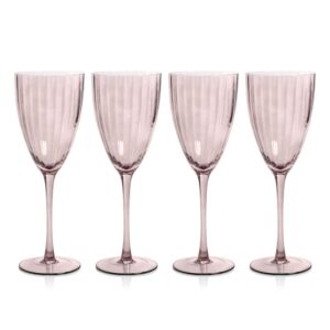 Amethyst Malden Optic White Wine Glasses, Set of 4 by Zodax