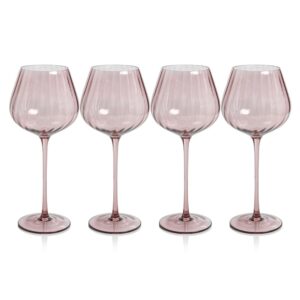 Amethyst Malden Optic Red Wine Glasses, Set of 4 by Zodax