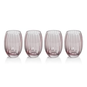 Amethyst Malden Optic Stemless All-Purpose Glasses, Set of 4 by Zodax
