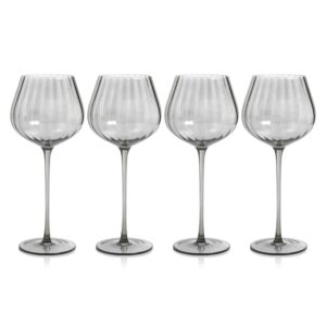 Smoke Malden Optic Red Wine Glasses, Set of 4 by Zodax