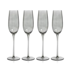 Smoke Malden Optic Champagne Flutes, Set of 4 by Zodax