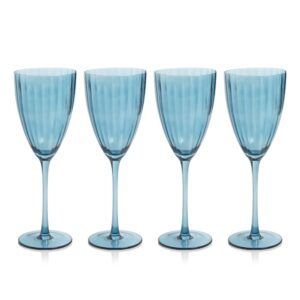 Blue Azure Malden Optic White Wine Glasses, Set of 4 by Zodax