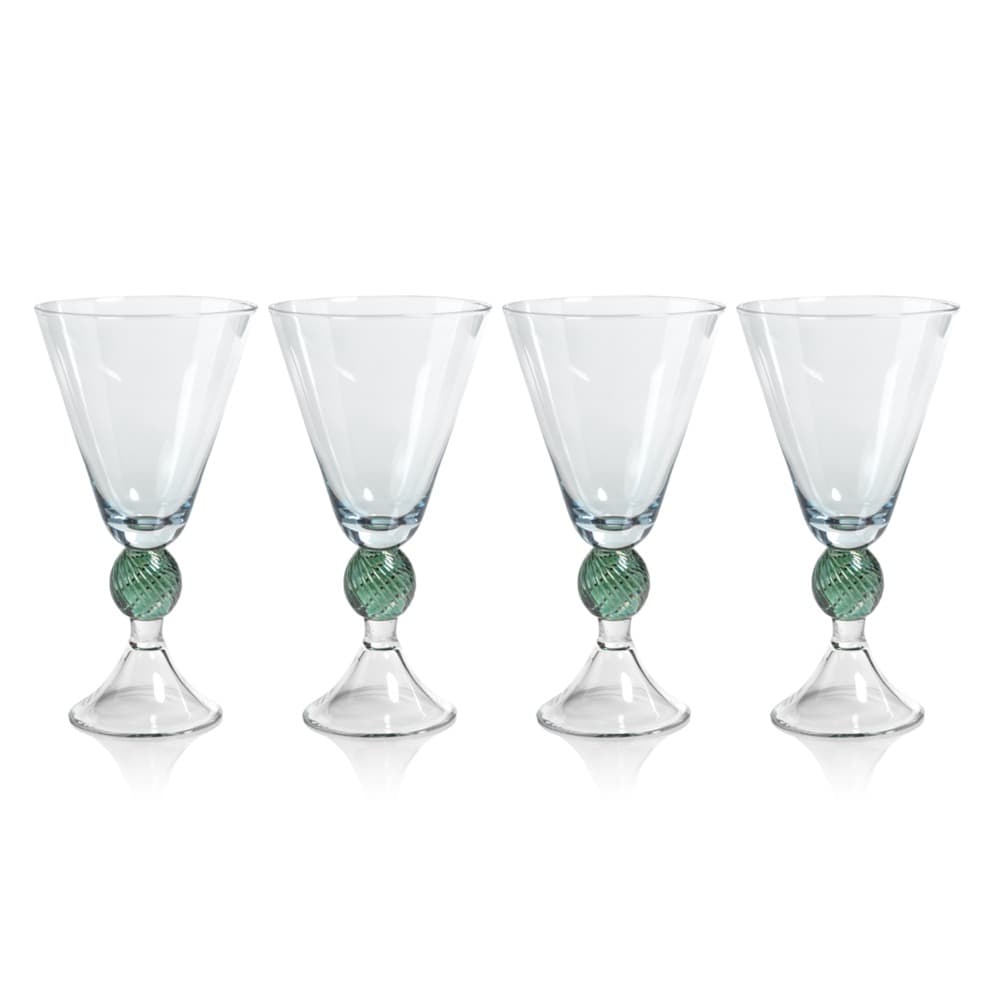 Blue Colmar Vintage Stemmed Glasses, Set of 4 by Zodax