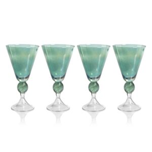 Green Colmar Vintage Stemmed Glasses, Set of 4 by Zodax
