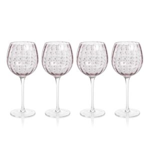 Purple Pescara White Dot Wine Glasses, Set of 4 by Zodax