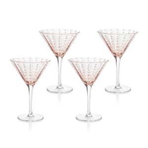 Pink Pescara  White Dot Martini Glasses, Set of 4 by Zodax