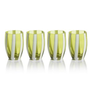 Green Pesaro Stemless Glasses, Set of 4 by Zodax