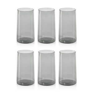 Smoke Lorient Highball Glasses, Set of 6 by Zodax