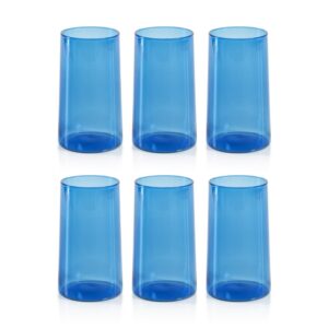 Light Cobalt Blue Lorient Highball Glasses, Set of 6 by Zodax