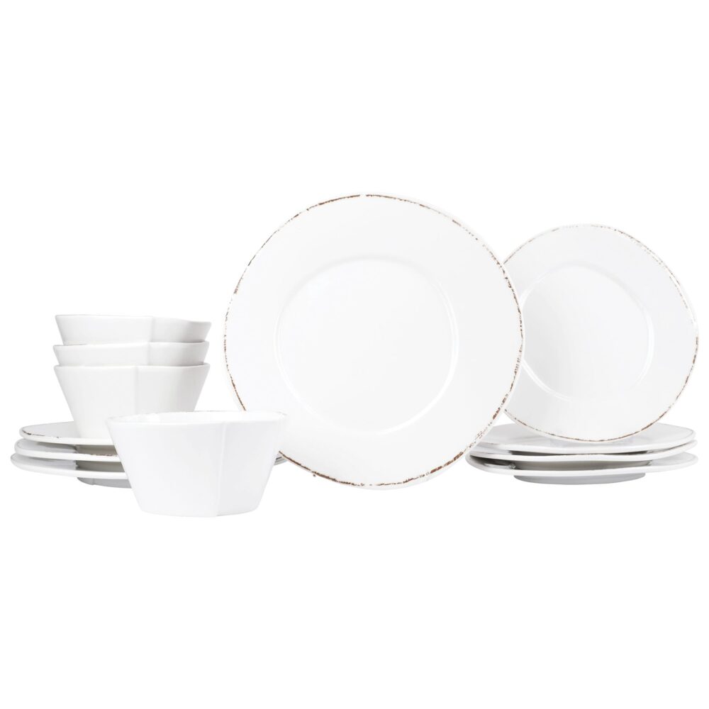 Melamine Lastra White Twelve-Piece Place Setting by VIETRI