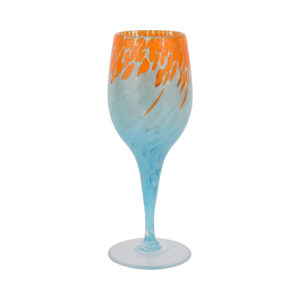 Nuvola Orange and Light Blue Wine Glass by VIETRI